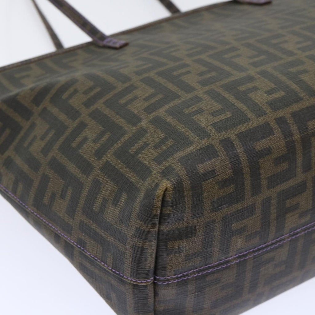 FENDI Zucca Canvas Tote Bag PVC Leather Brown Black 50536