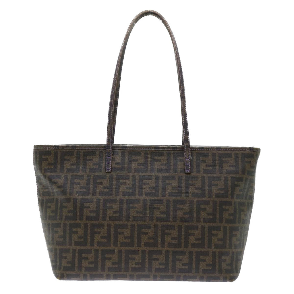 FENDI Zucca Canvas Tote Bag PVC Leather Brown Black 50536