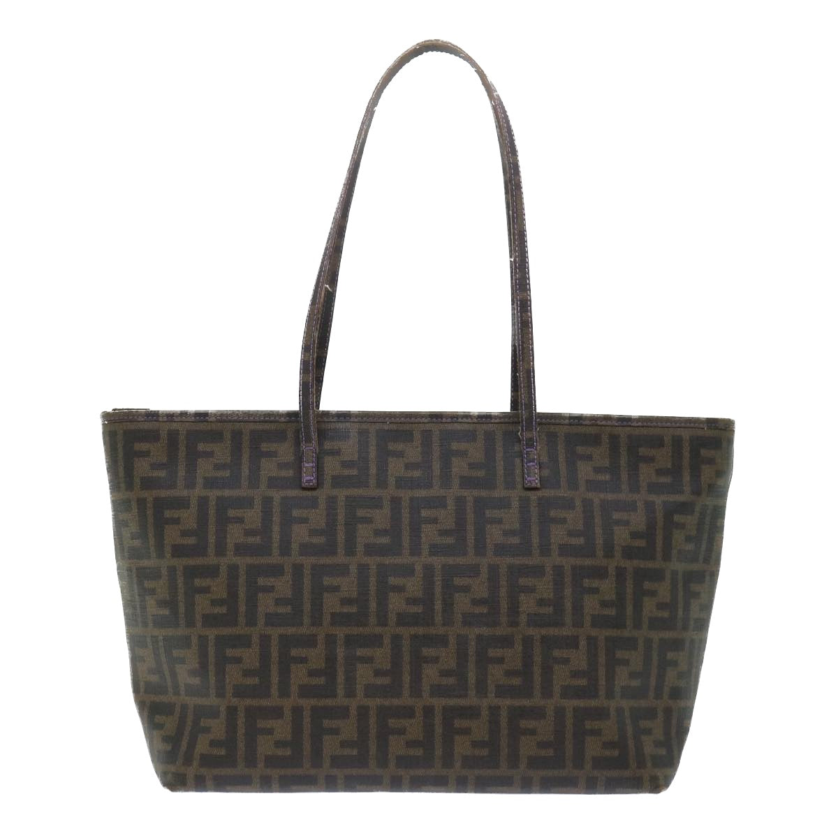 FENDI Zucca Canvas Tote Bag PVC Leather Brown Black 50536