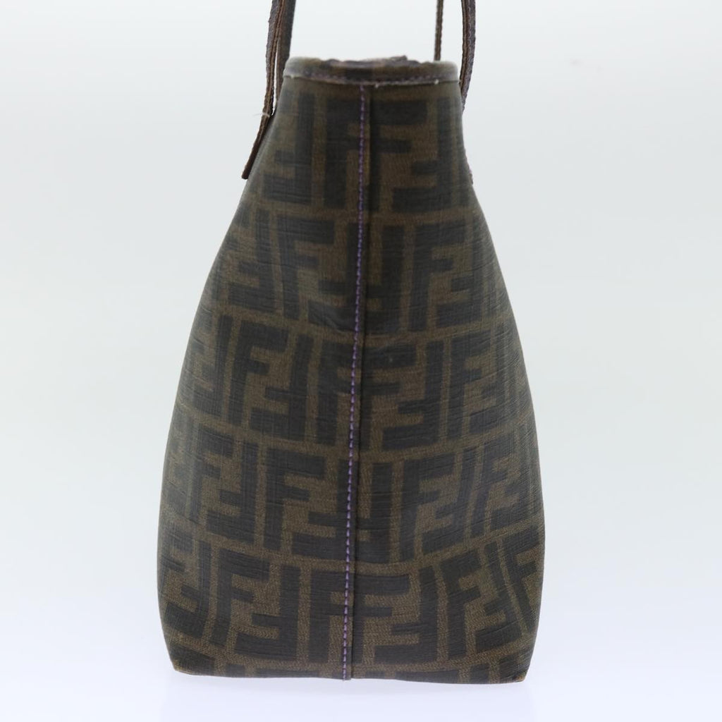FENDI Zucca Canvas Tote Bag PVC Leather Brown Black 50536