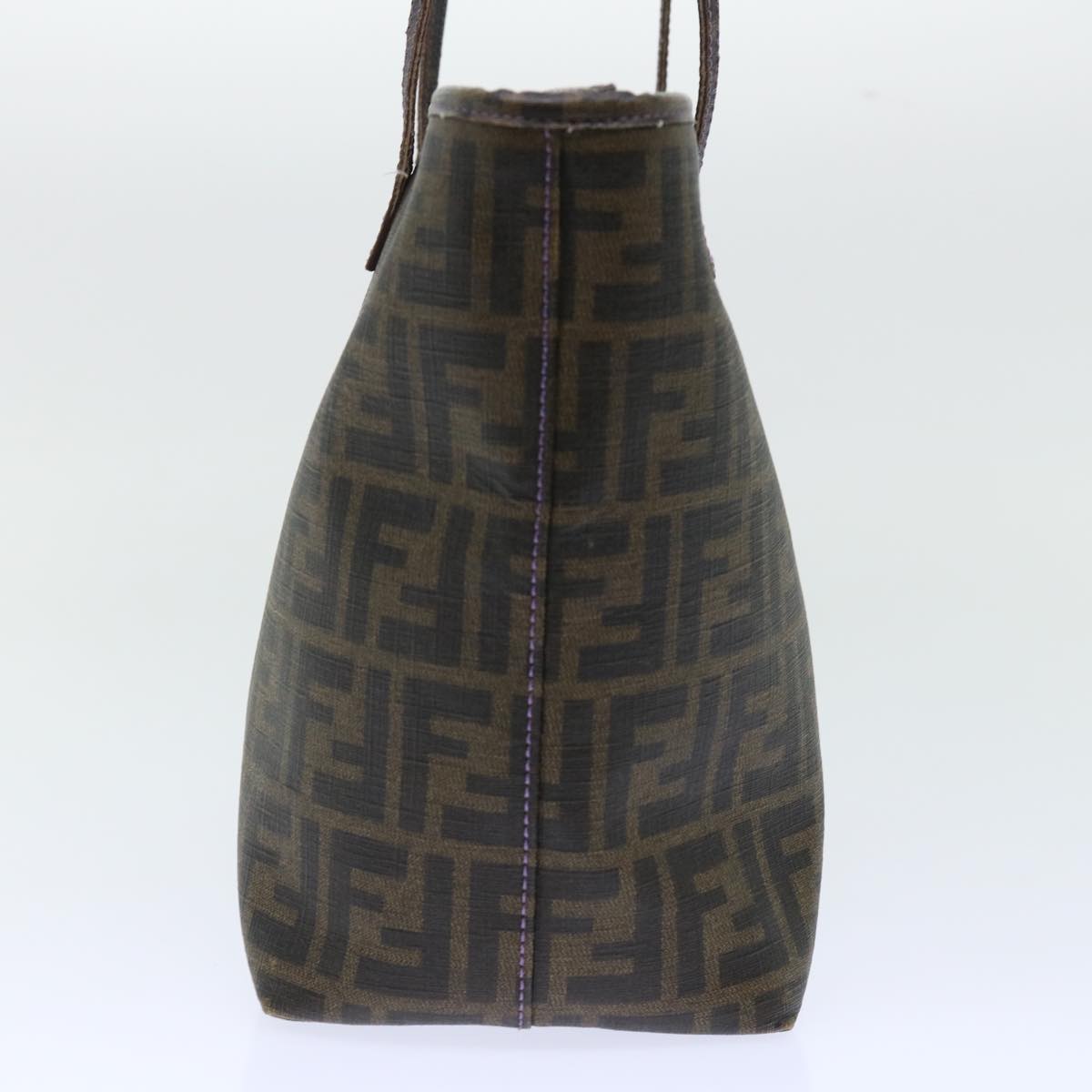 FENDI Zucca Canvas Tote Bag PVC Leather Brown Black 50536