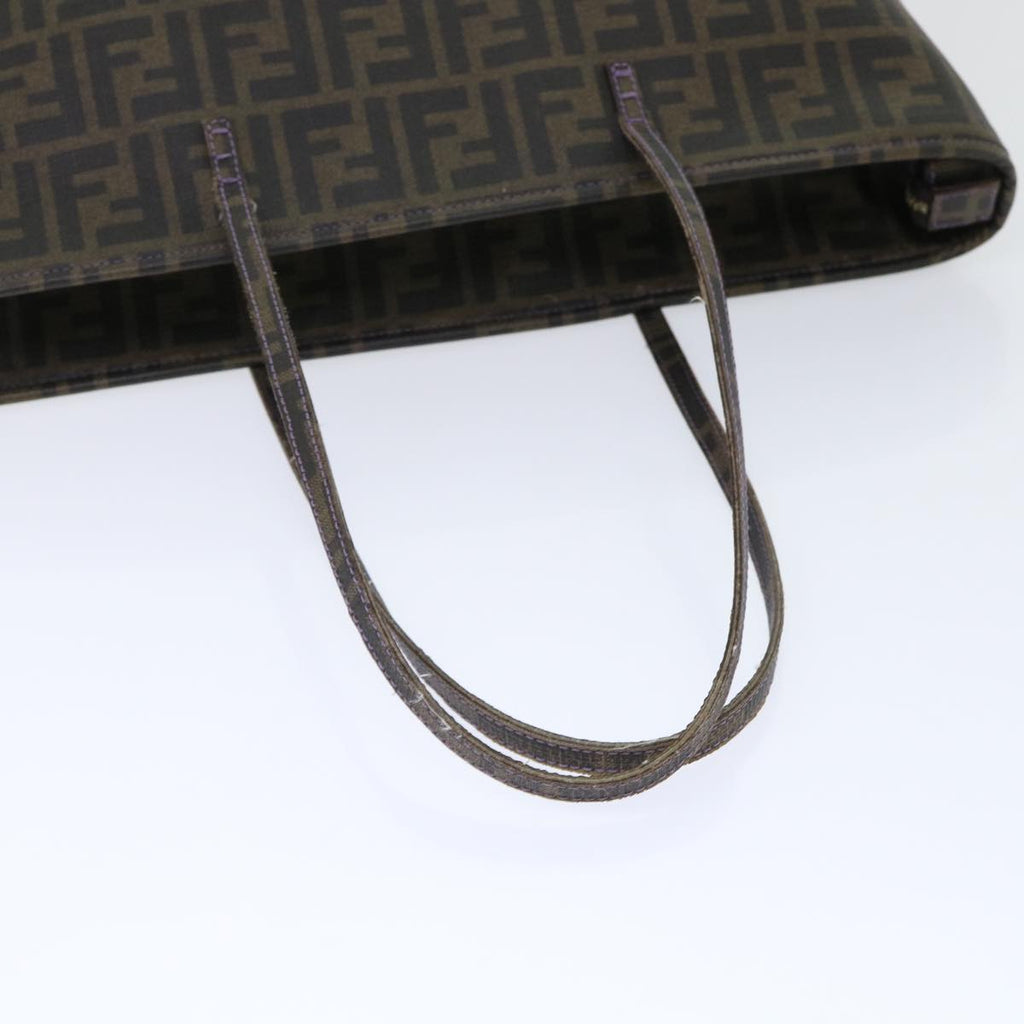 FENDI Zucca Canvas Tote Bag PVC Leather Brown Black 50536
