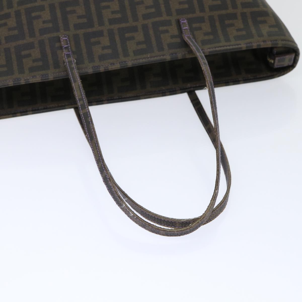 FENDI Zucca Canvas Tote Bag PVC Leather Brown Black 50536