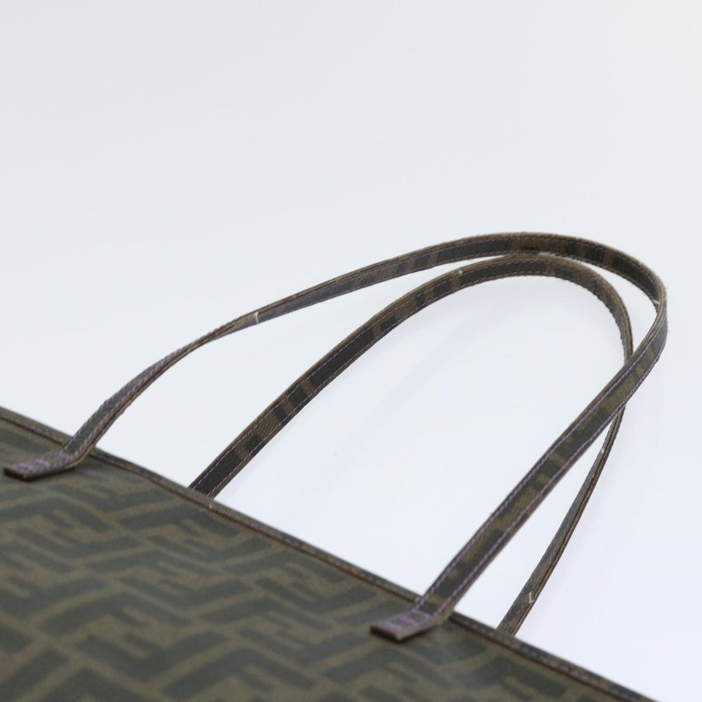 FENDI Zucca Canvas Tote Bag PVC Leather Brown Black 50536