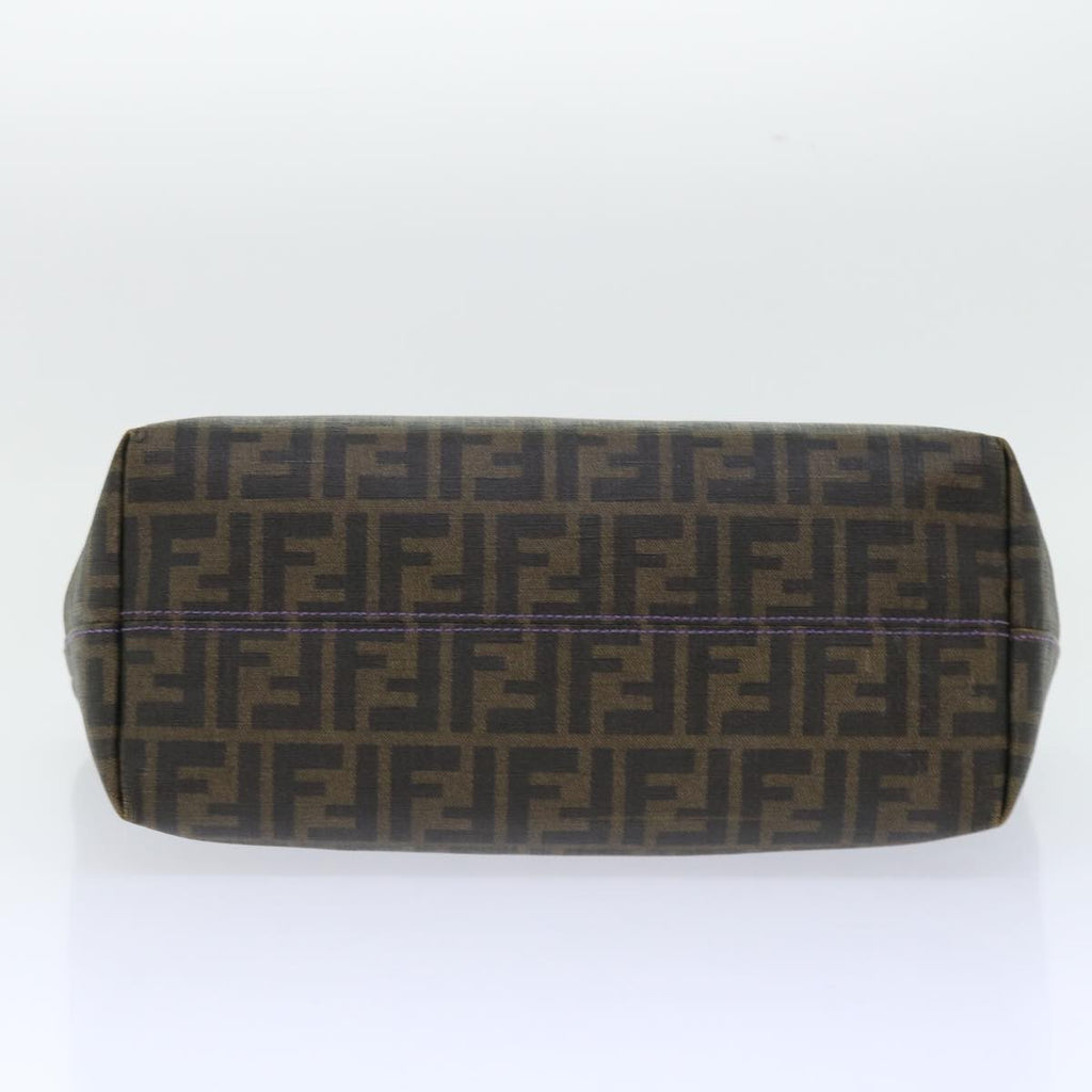FENDI Zucca Canvas Tote Bag PVC Leather Brown Black 50536