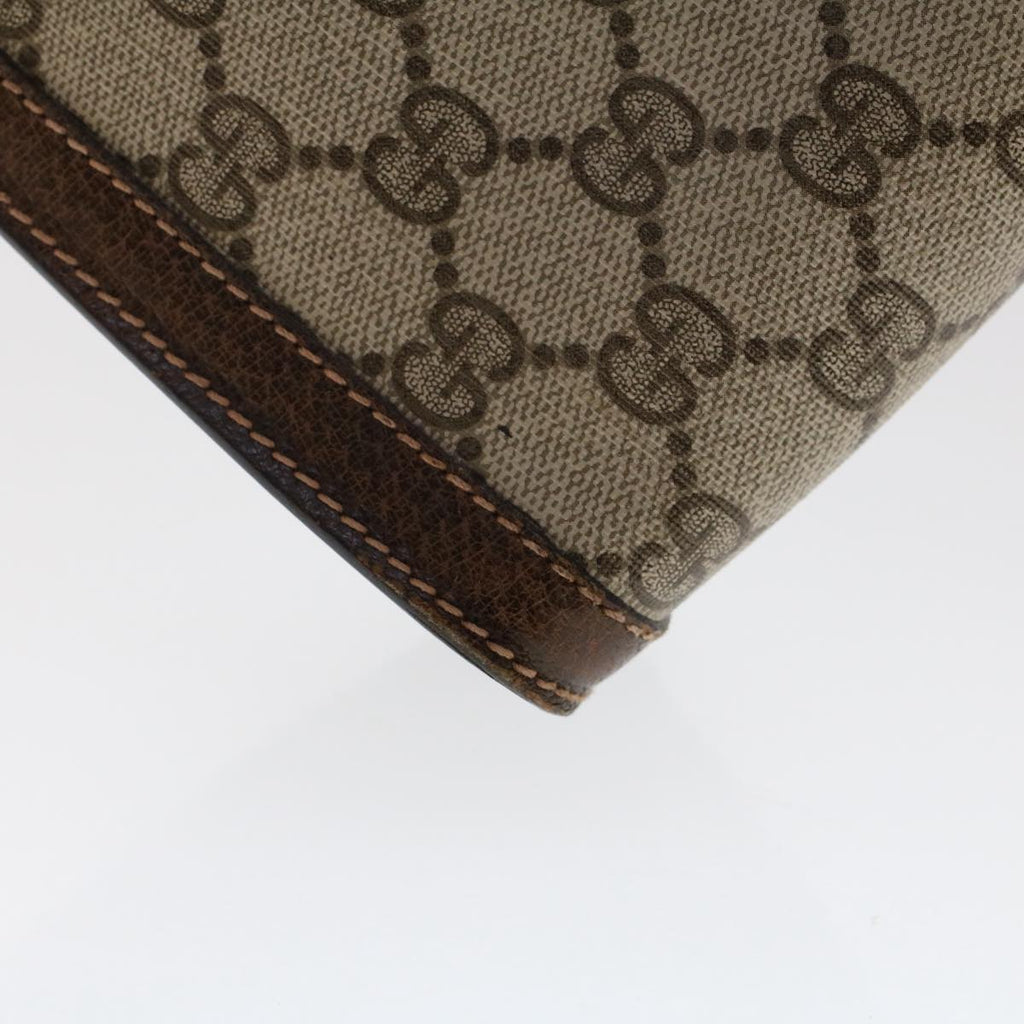 GUCCI GG Canvas Web Sherry Line Clutch Bag PVC Leather Beige Red 50560