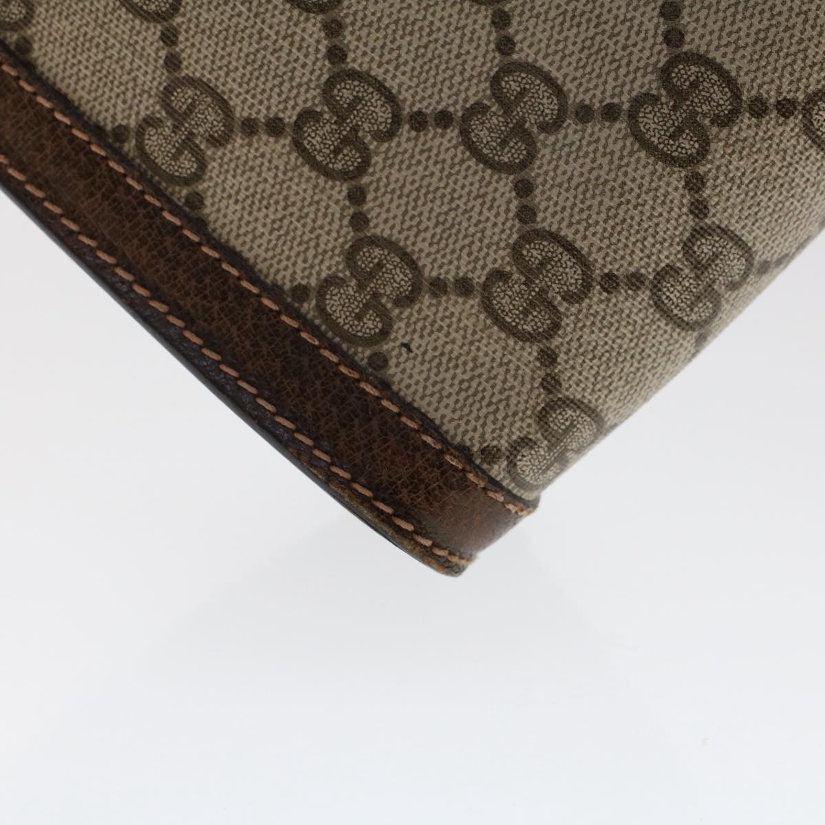 GUCCI GG Canvas Web Sherry Line Clutch Bag PVC Leather Beige Red 50560