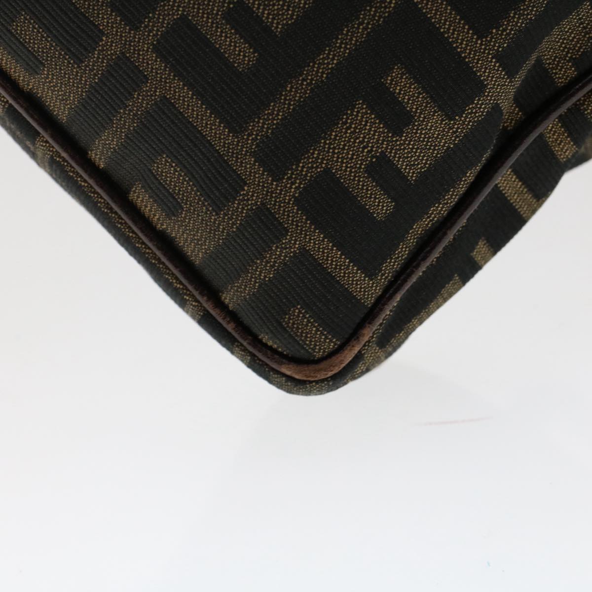 FENDI Zucca Canvas Hand Bag Nylon Brown Black 50568