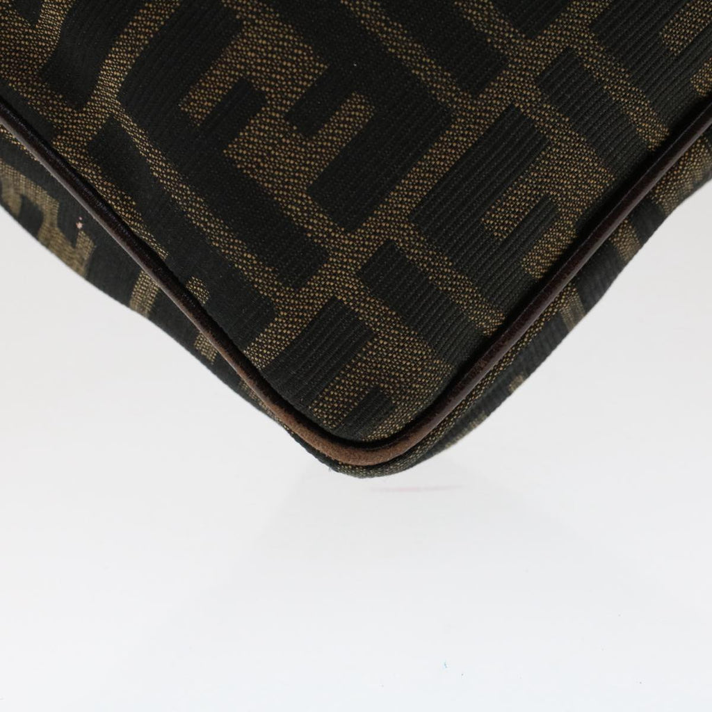 FENDI Zucca Canvas Hand Bag Nylon Brown Black 50568