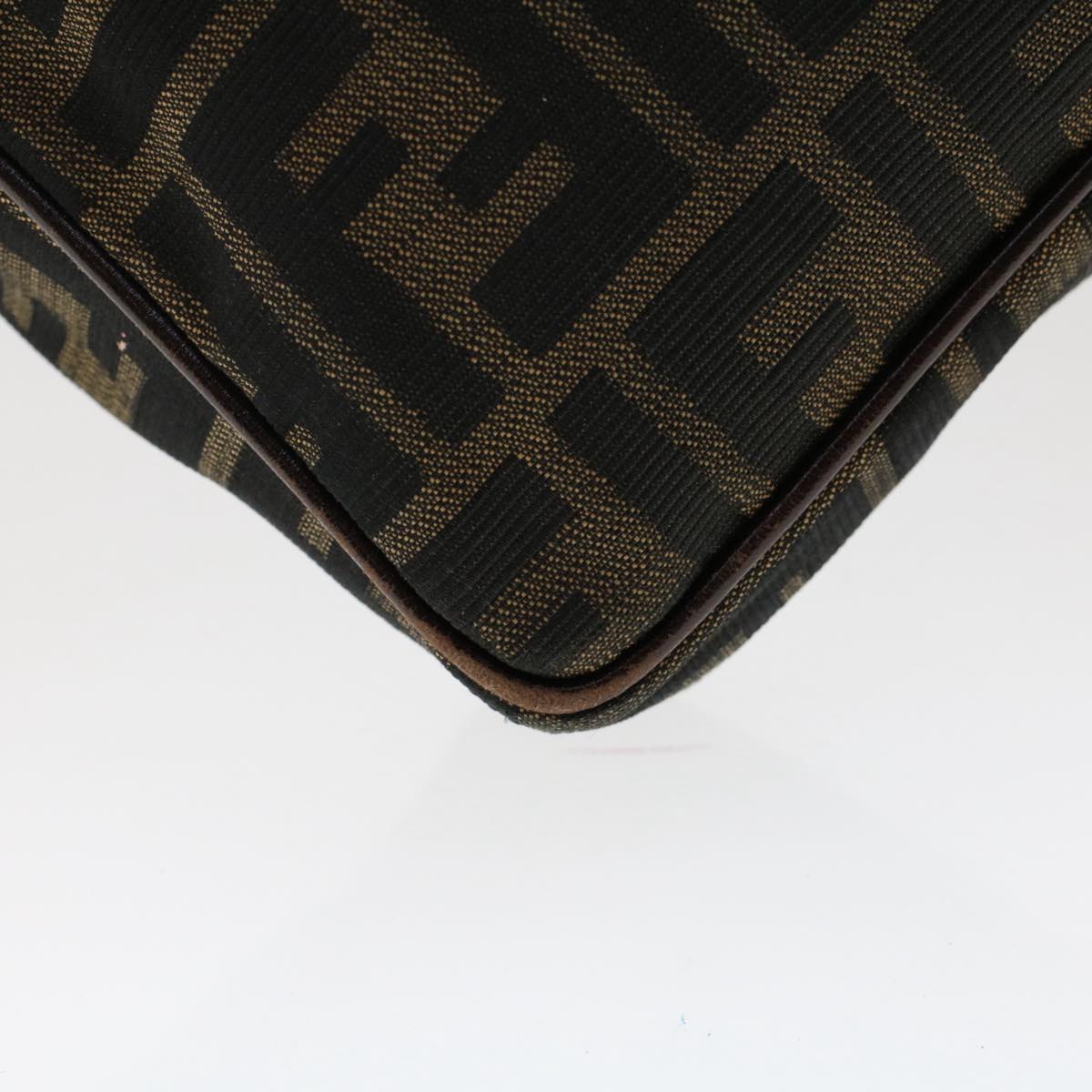 FENDI Zucca Canvas Hand Bag Nylon Brown Black 50568