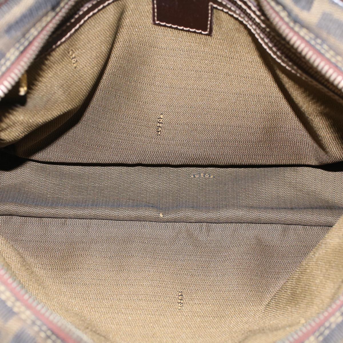 FENDI Zucca Canvas Hand Bag Nylon Brown Black 50568