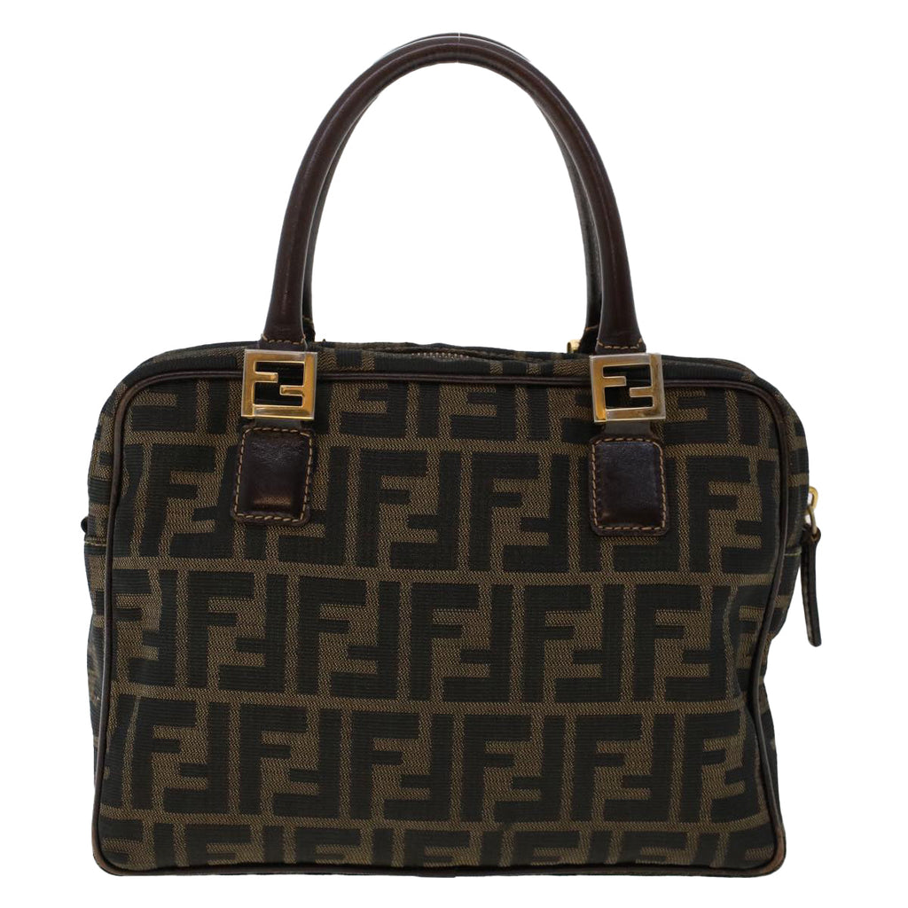 FENDI Zucca Canvas Hand Bag Nylon Brown Black 50568