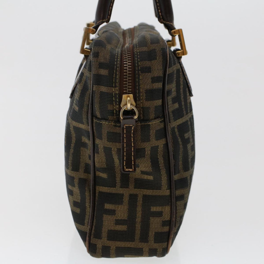 FENDI Zucca Canvas Hand Bag Nylon Brown Black 50568