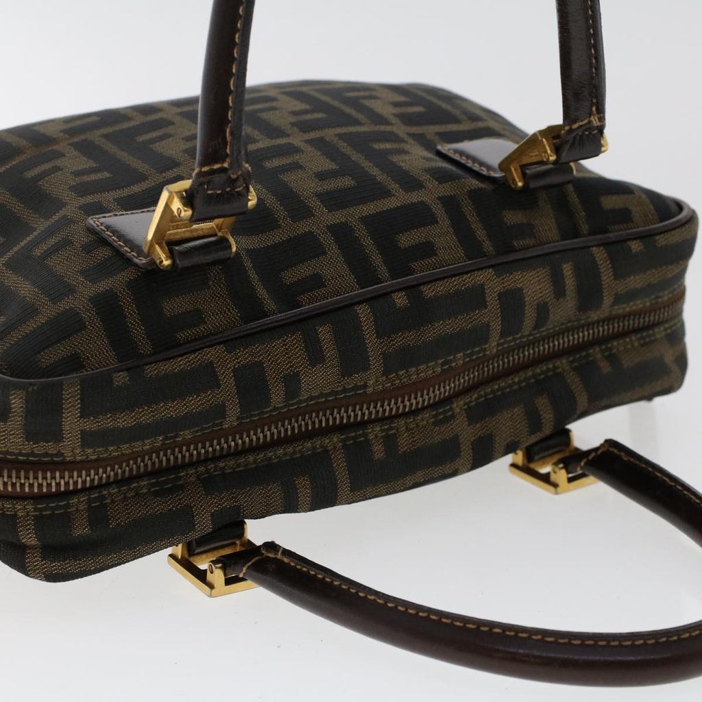 FENDI Zucca Canvas Hand Bag Nylon Brown Black 50568