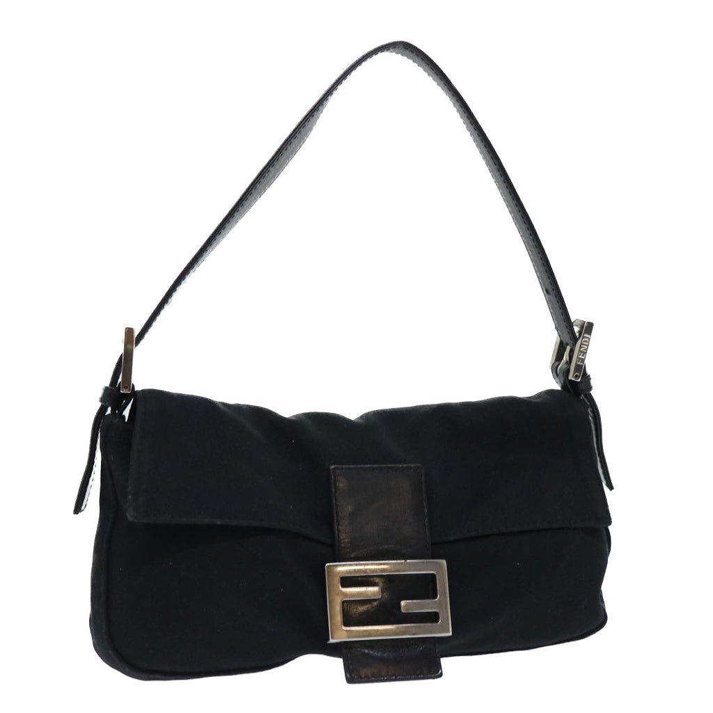 FENDI Mamma Baguette Shoulder Bag Nylon Black 50576