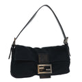 FENDI Mamma Baguette Shoulder Bag Nylon Black 50576