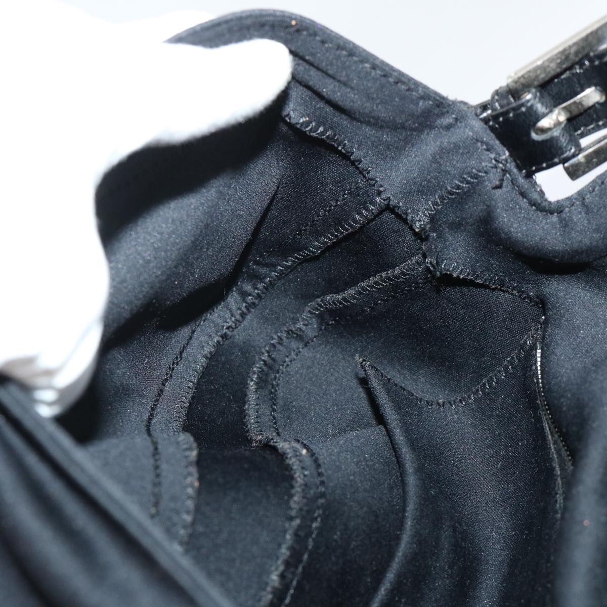 FENDI Mamma Baguette Shoulder Bag Nylon Black 50576