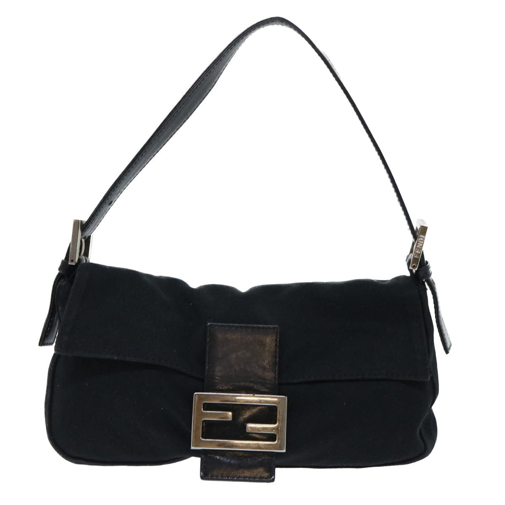 FENDI Mamma Baguette Shoulder Bag Nylon Black 50576