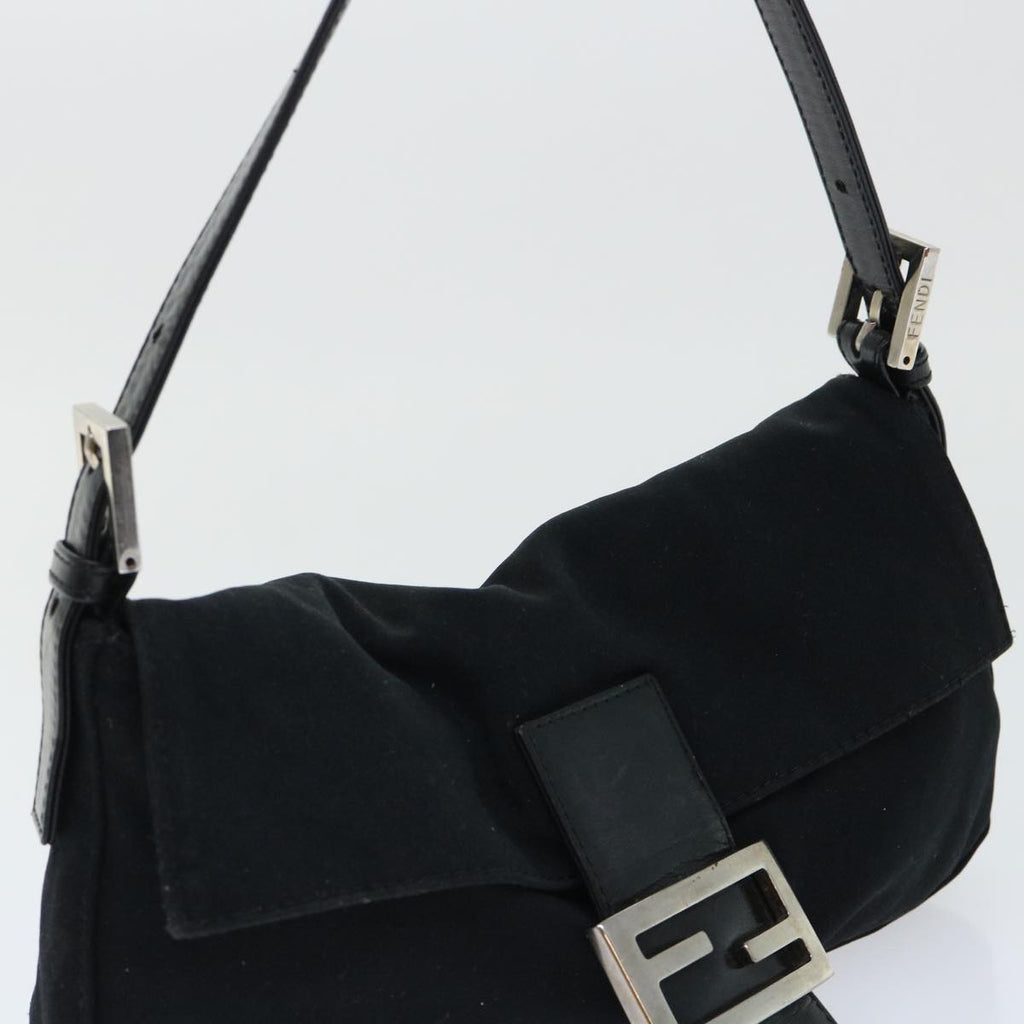 FENDI Mamma Baguette Shoulder Bag Nylon Black 50576