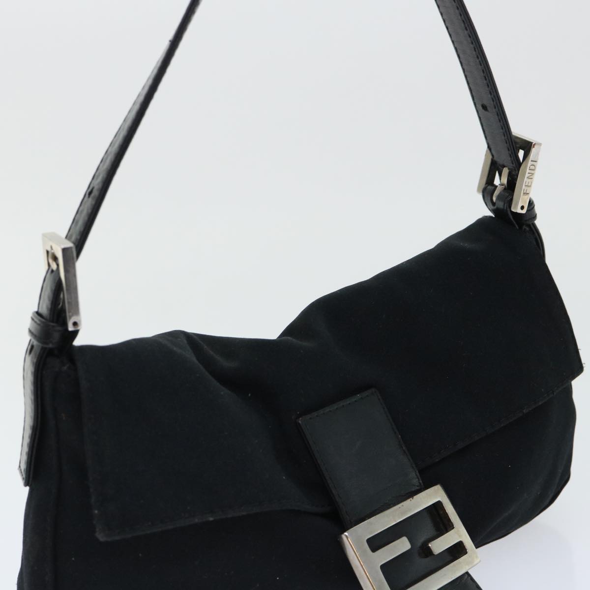 FENDI Mamma Baguette Shoulder Bag Nylon Black 50576
