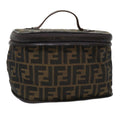 FENDI Zucca Canvas Vanity Cosmetic Pouch Nylon Brown Black 50594