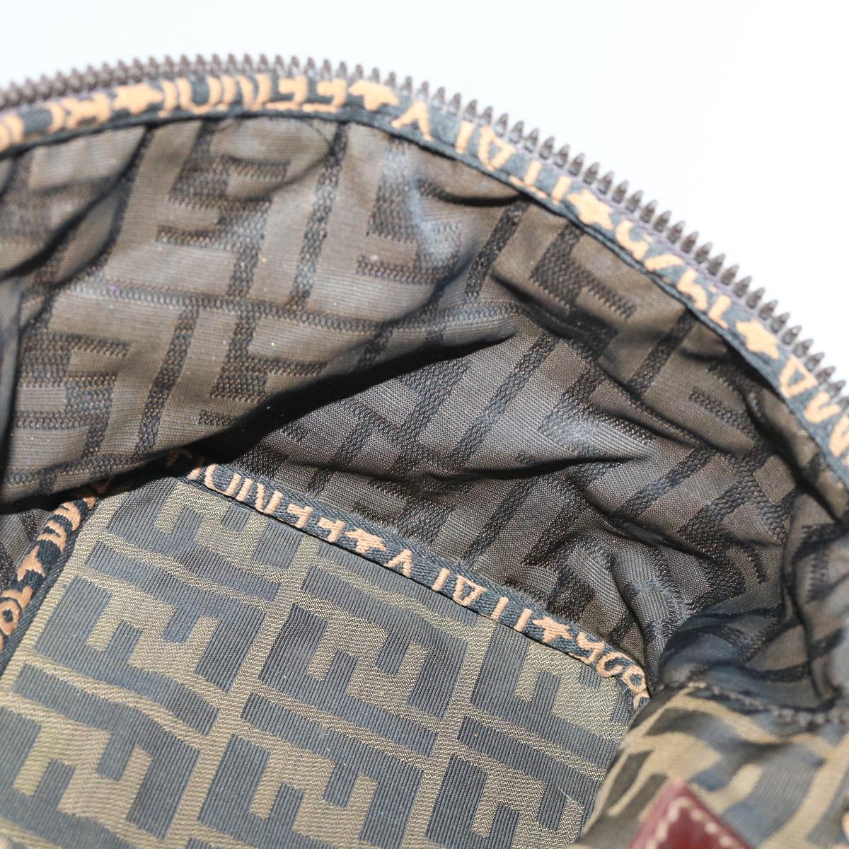 FENDI Zucca Canvas Vanity Cosmetic Pouch Nylon Brown Black 50594