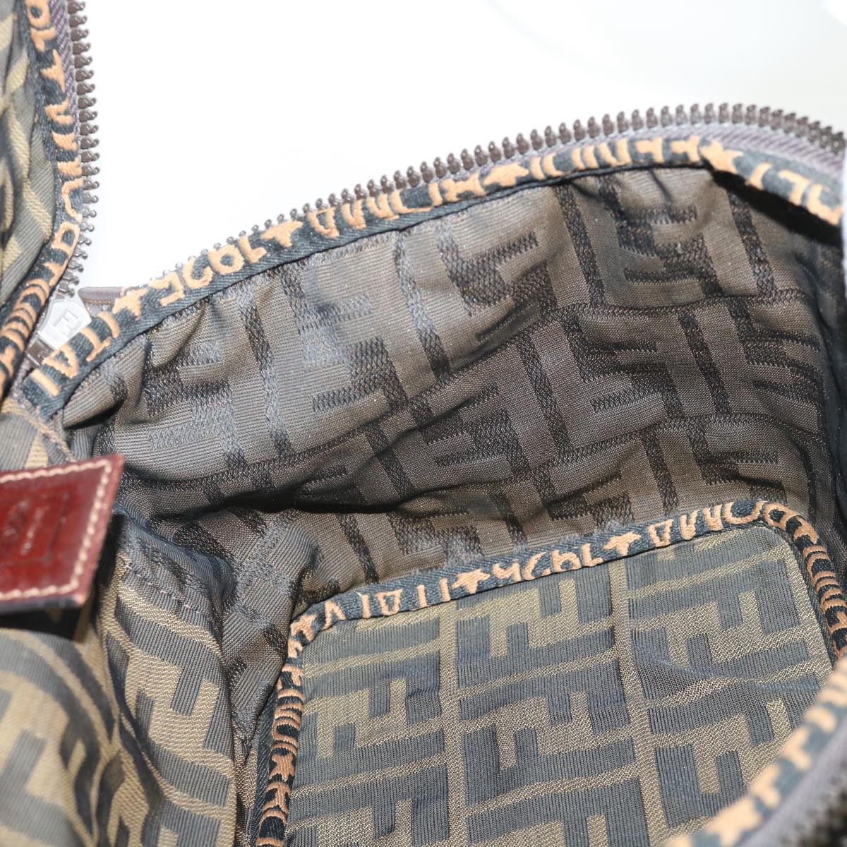 FENDI Zucca Canvas Vanity Cosmetic Pouch Nylon Brown Black 50594