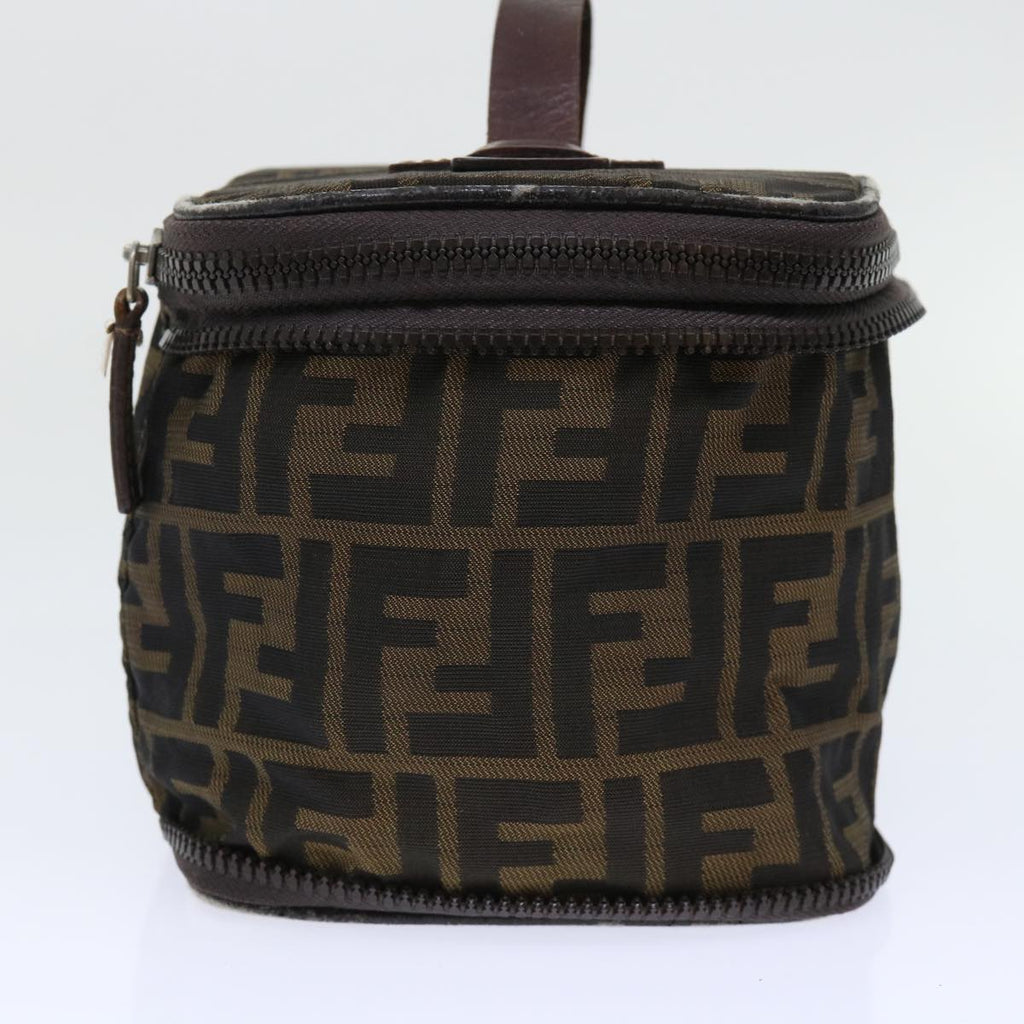FENDI Zucca Canvas Vanity Cosmetic Pouch Nylon Brown Black 50594
