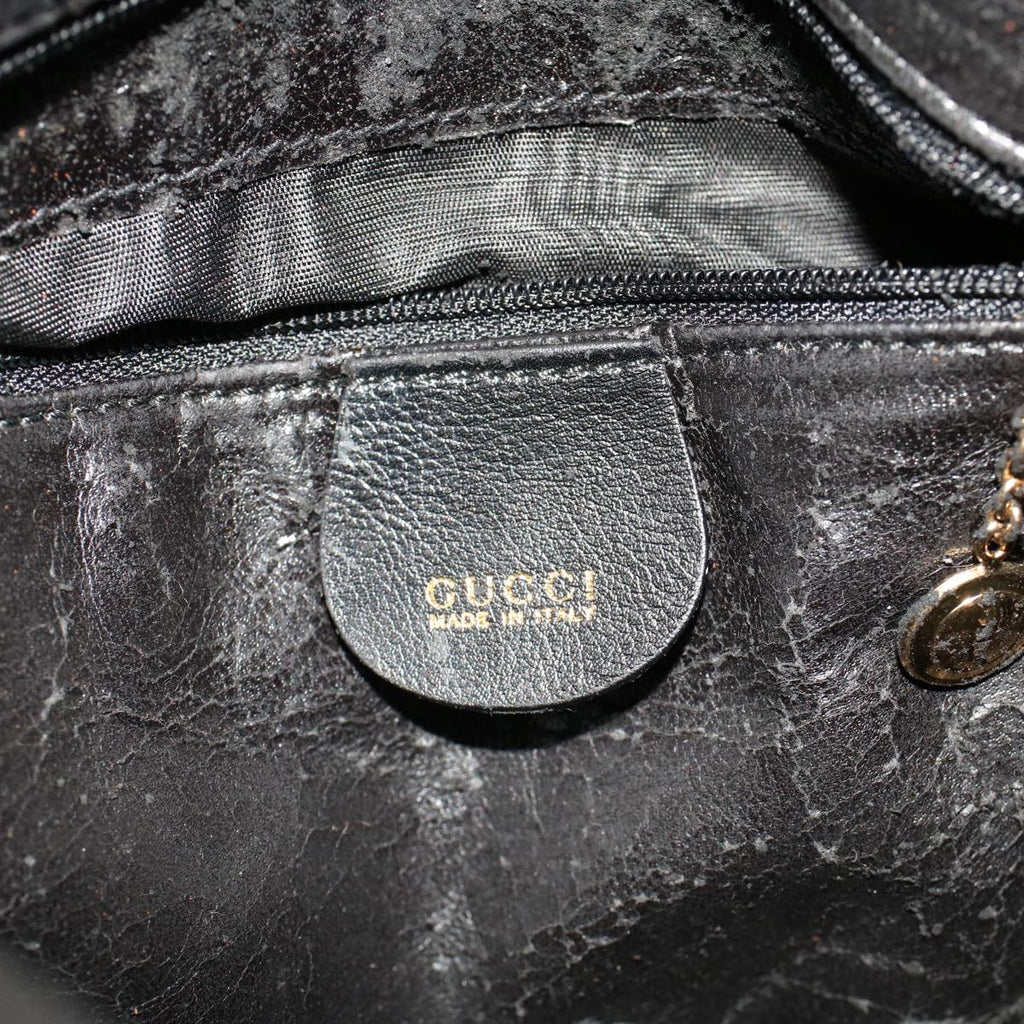 GUCCI Bamboo Shoulder Bag Leather 2way Black 50597