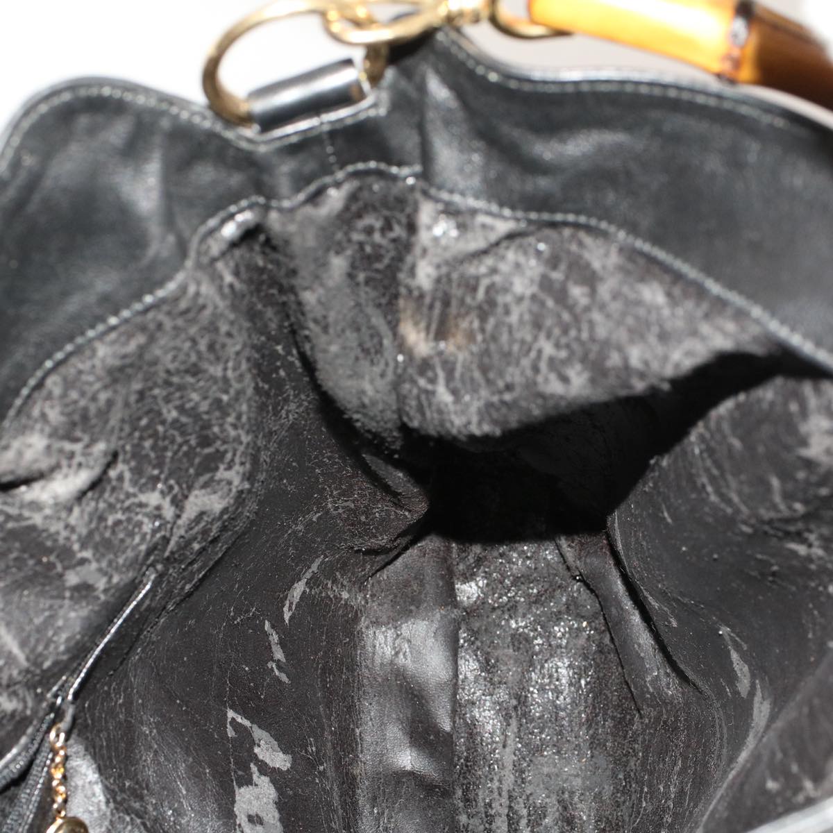 GUCCI Bamboo Shoulder Bag Leather 2way Black 50597