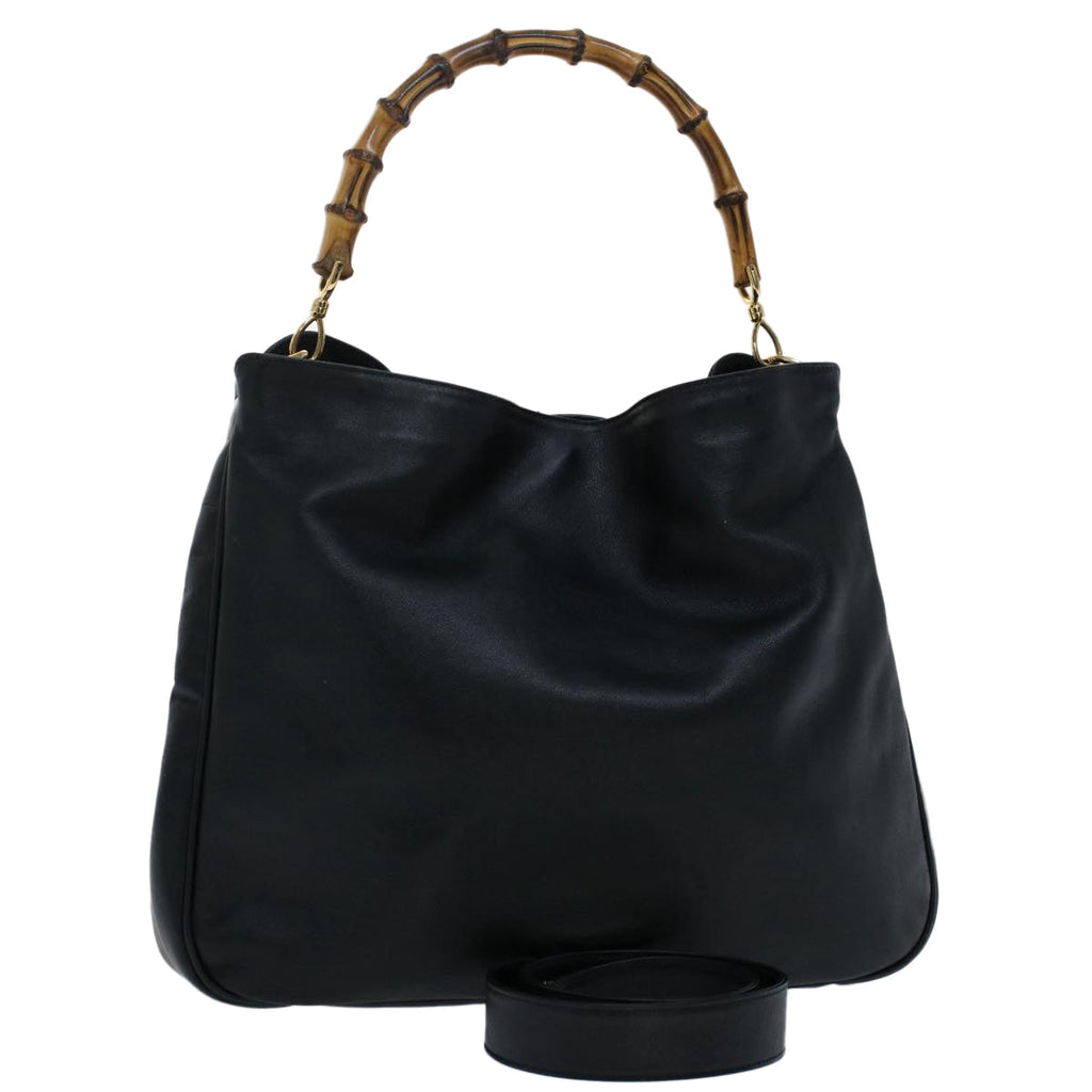GUCCI Bamboo Shoulder Bag Leather 2way Black 50597