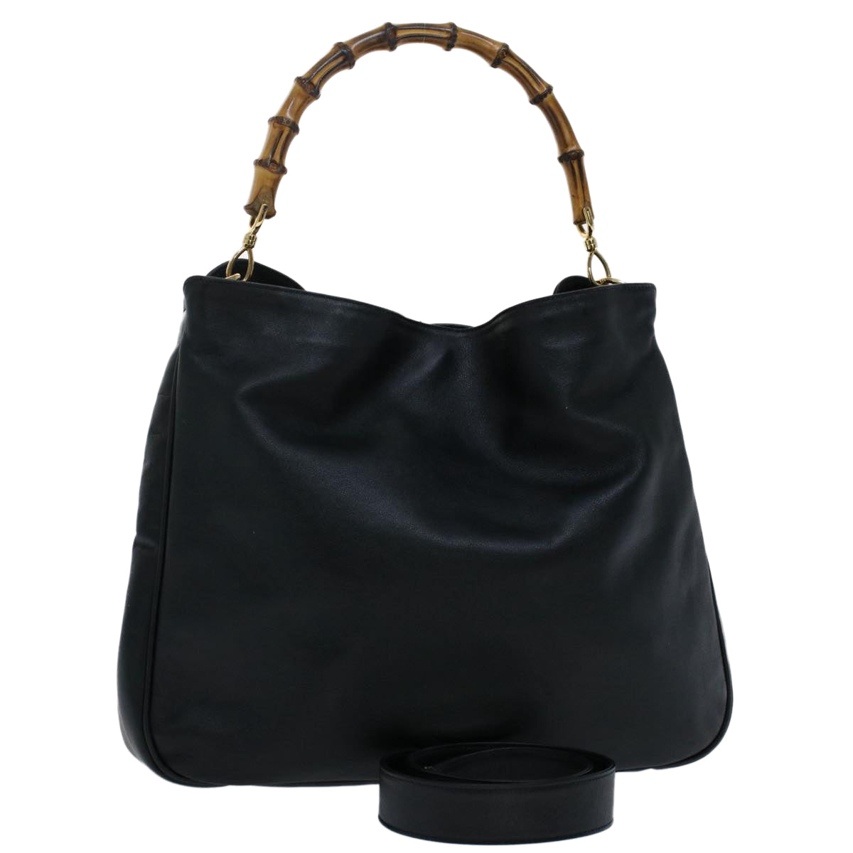 GUCCI Bamboo Shoulder Bag Leather 2way Black 50597
