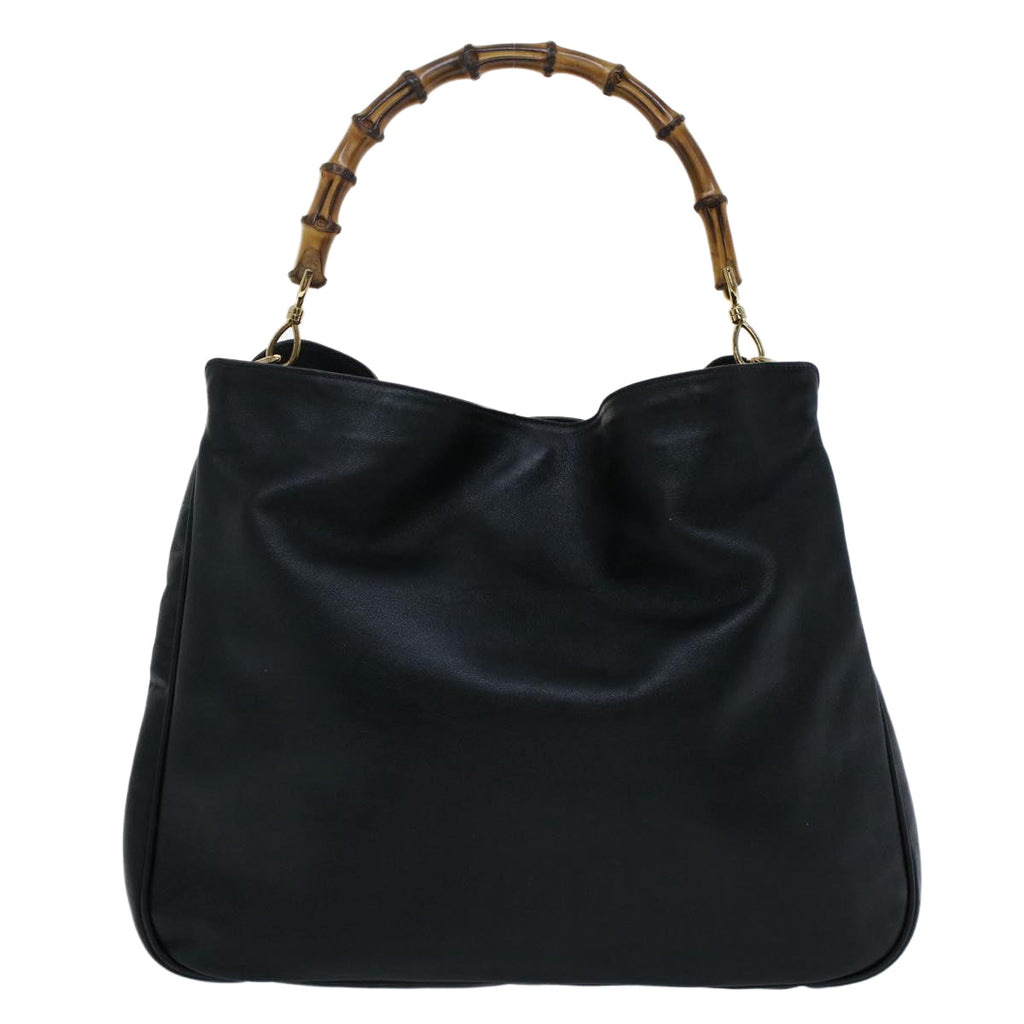 GUCCI Bamboo Shoulder Bag Leather 2way Black 50597