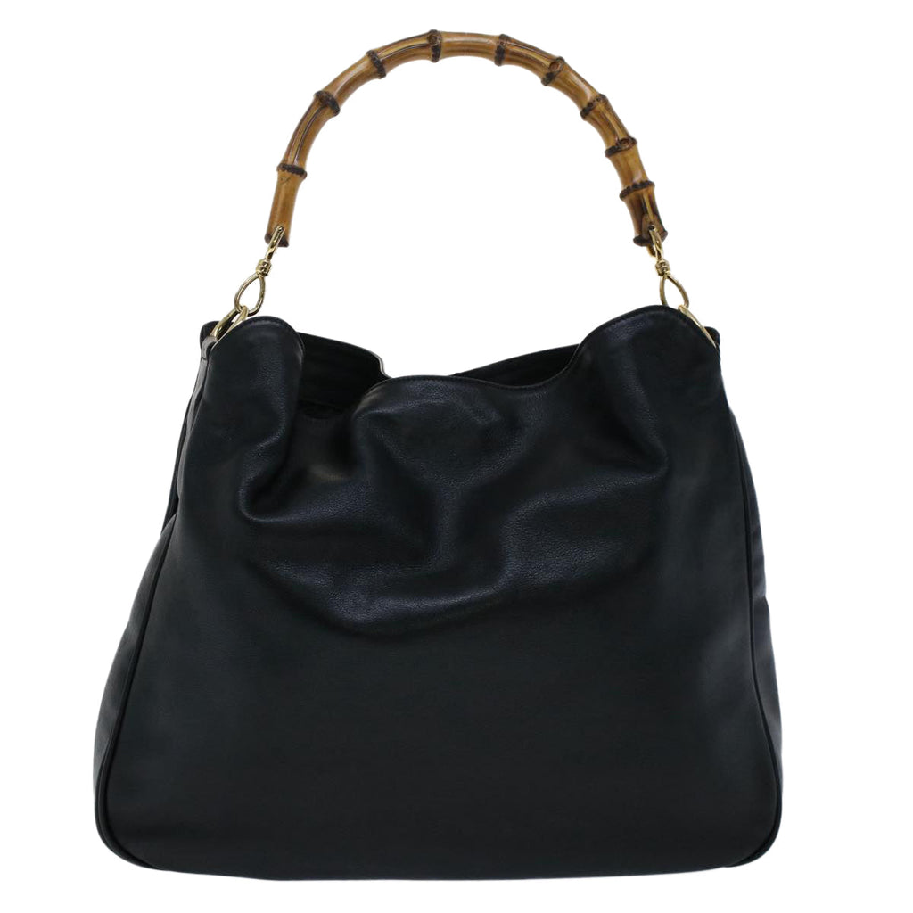 GUCCI Bamboo Shoulder Bag Leather 2way Black 50597