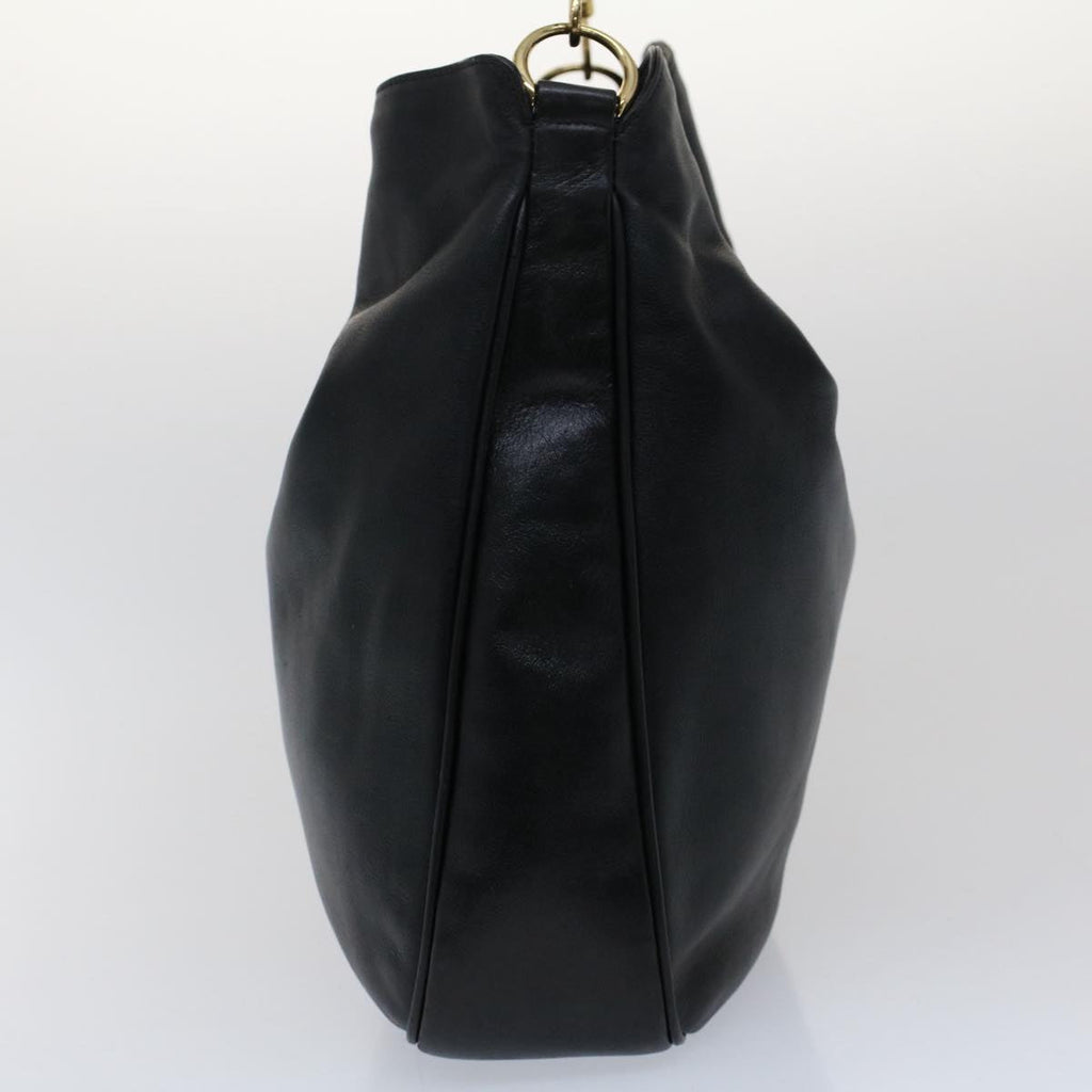 GUCCI Bamboo Shoulder Bag Leather 2way Black 50597