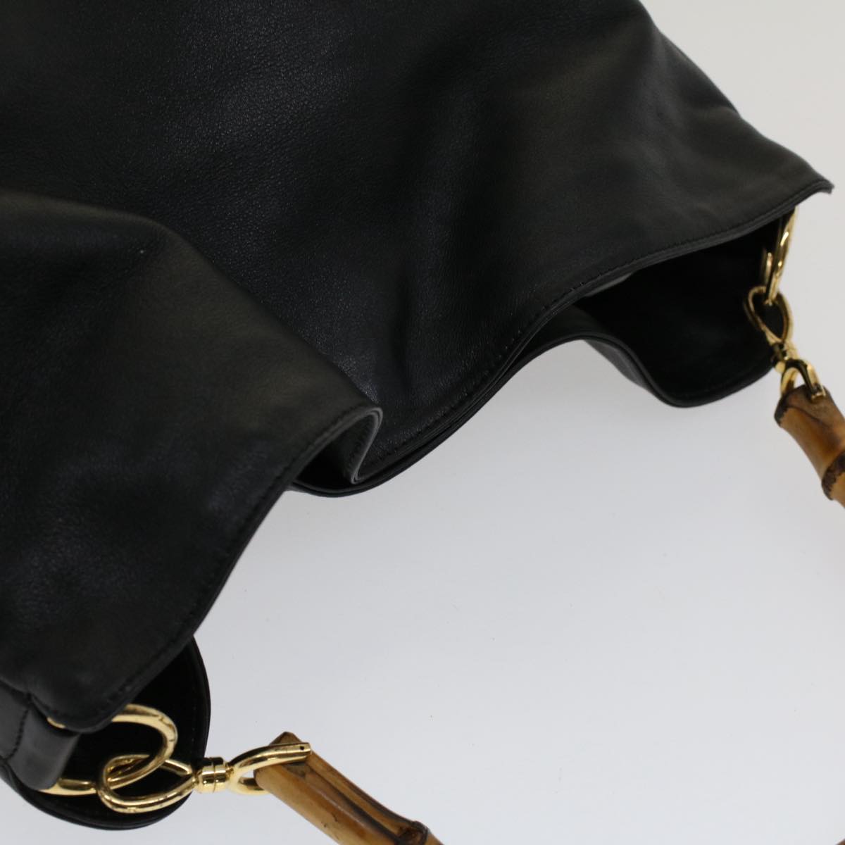 GUCCI Bamboo Shoulder Bag Leather 2way Black 50597