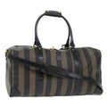 FENDI Pecan Canvas Boston Bag Leather Brown Black 50604