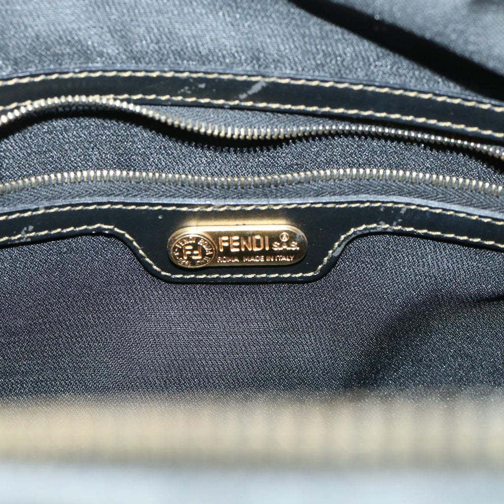 FENDI Pecan Canvas Boston Bag Leather Brown Black 50604