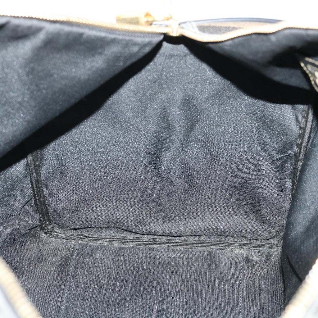 FENDI Pecan Canvas Boston Bag Leather Brown Black 50604