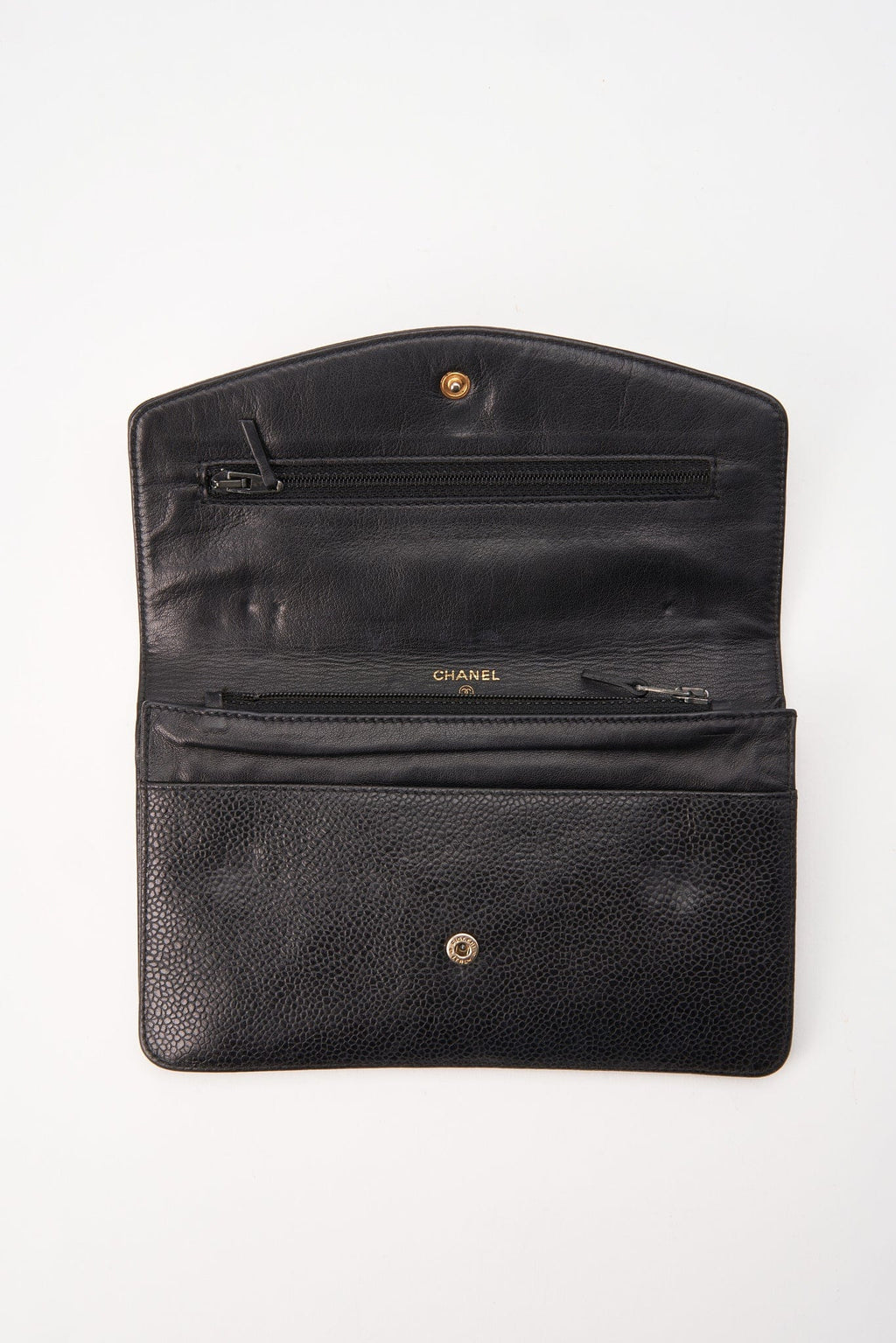 Vintage Chanel Black Caviar Leather Wallet