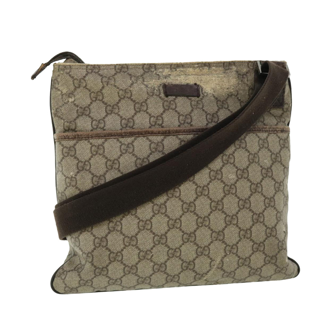 GUCCI GG Canvas Shoulder Bag PVC Leather Beige 141626 50737