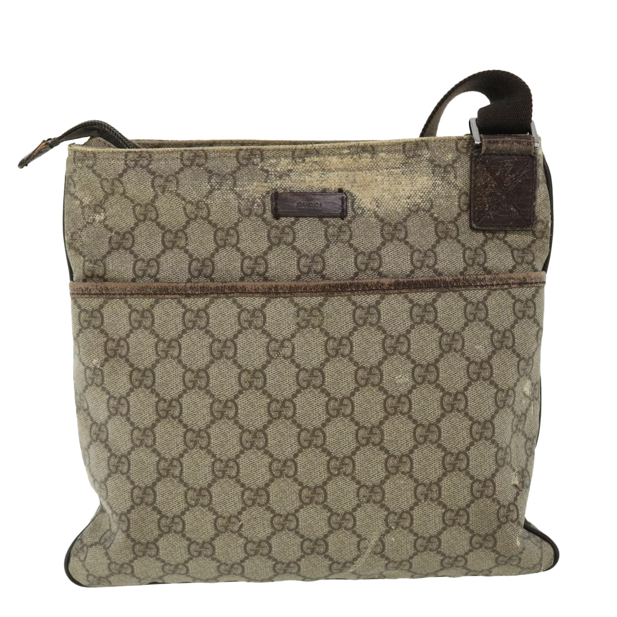 GUCCI GG Canvas Shoulder Bag PVC Leather Beige 141626 50737