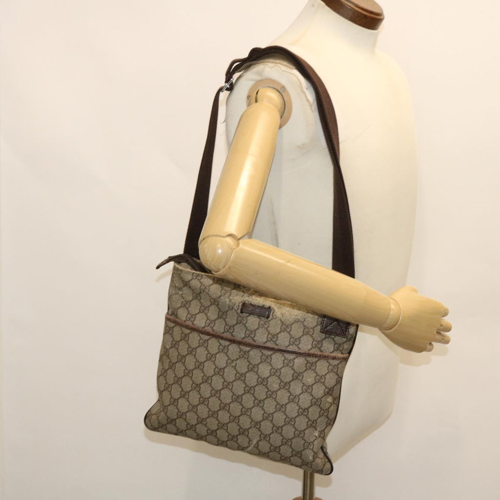 GUCCI GG Canvas Shoulder Bag PVC Leather Beige 141626 50737