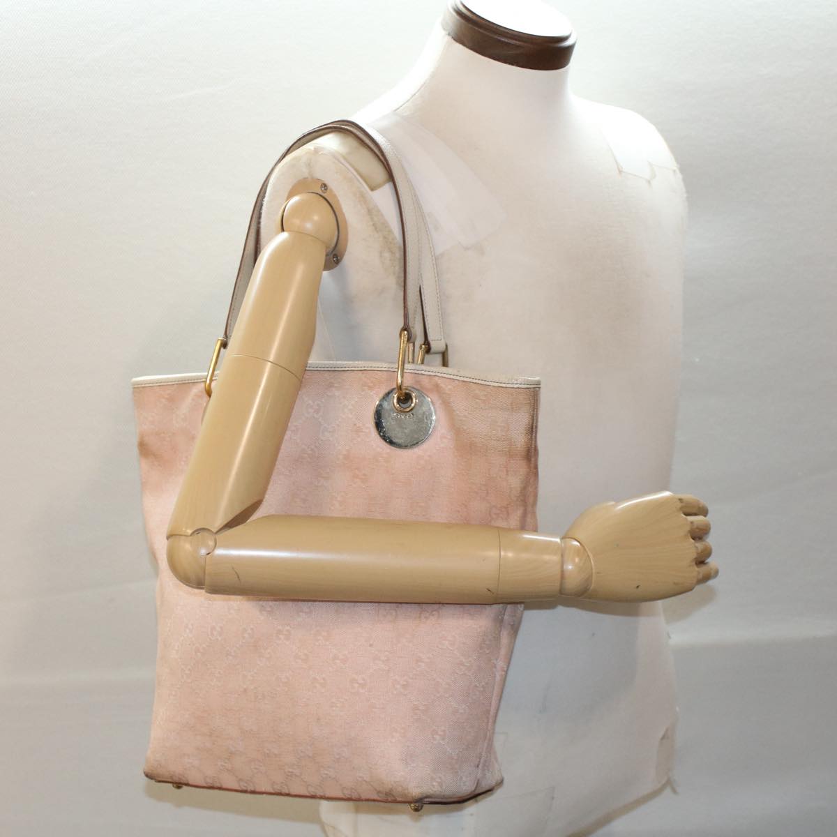 GUCCI GG Canvas Tote Bag Pink 120836 50741