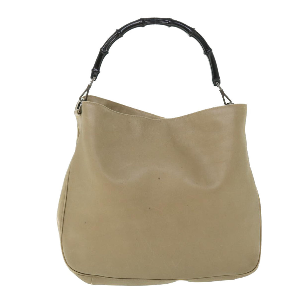 GUCCI Bamboo Shoulder Bag Leather 2way Beige 50744
