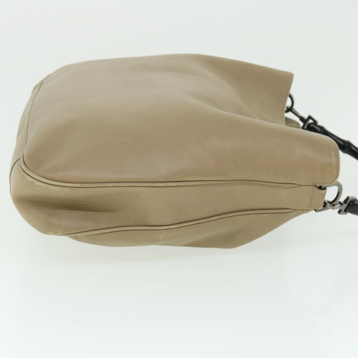 GUCCI Bamboo Shoulder Bag Leather 2way Beige 50744