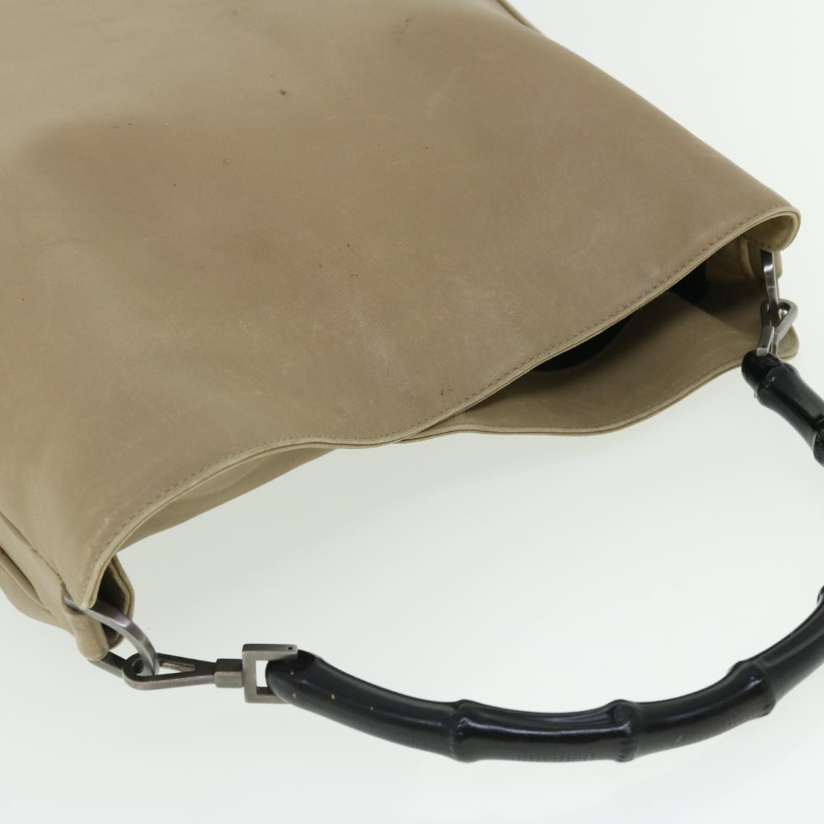 GUCCI Bamboo Shoulder Bag Leather 2way Beige 50744