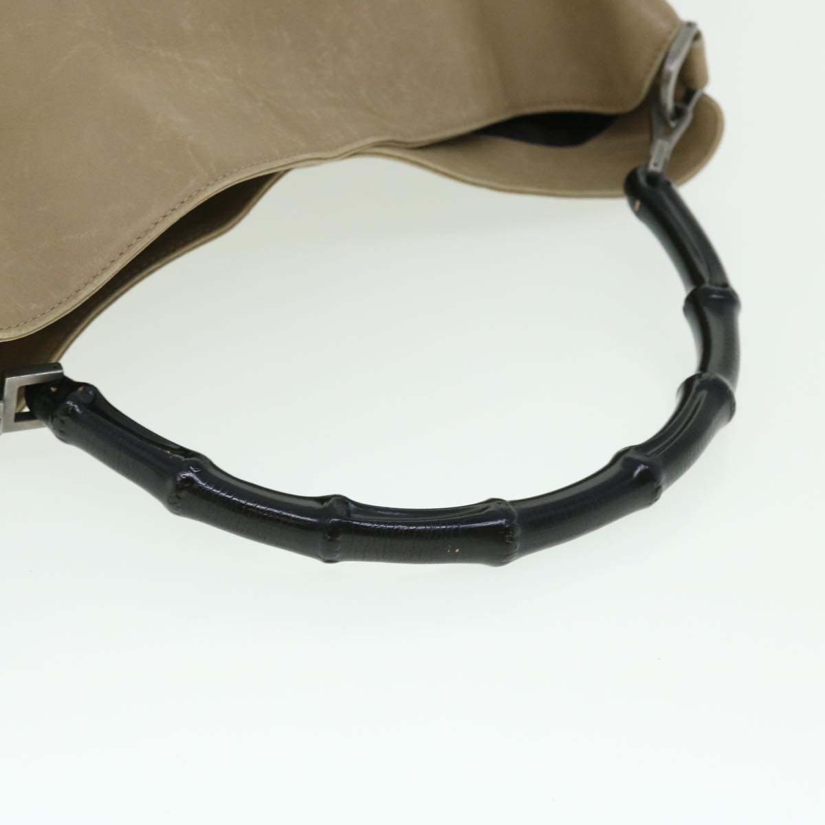 GUCCI Bamboo Shoulder Bag Leather 2way Beige 50744