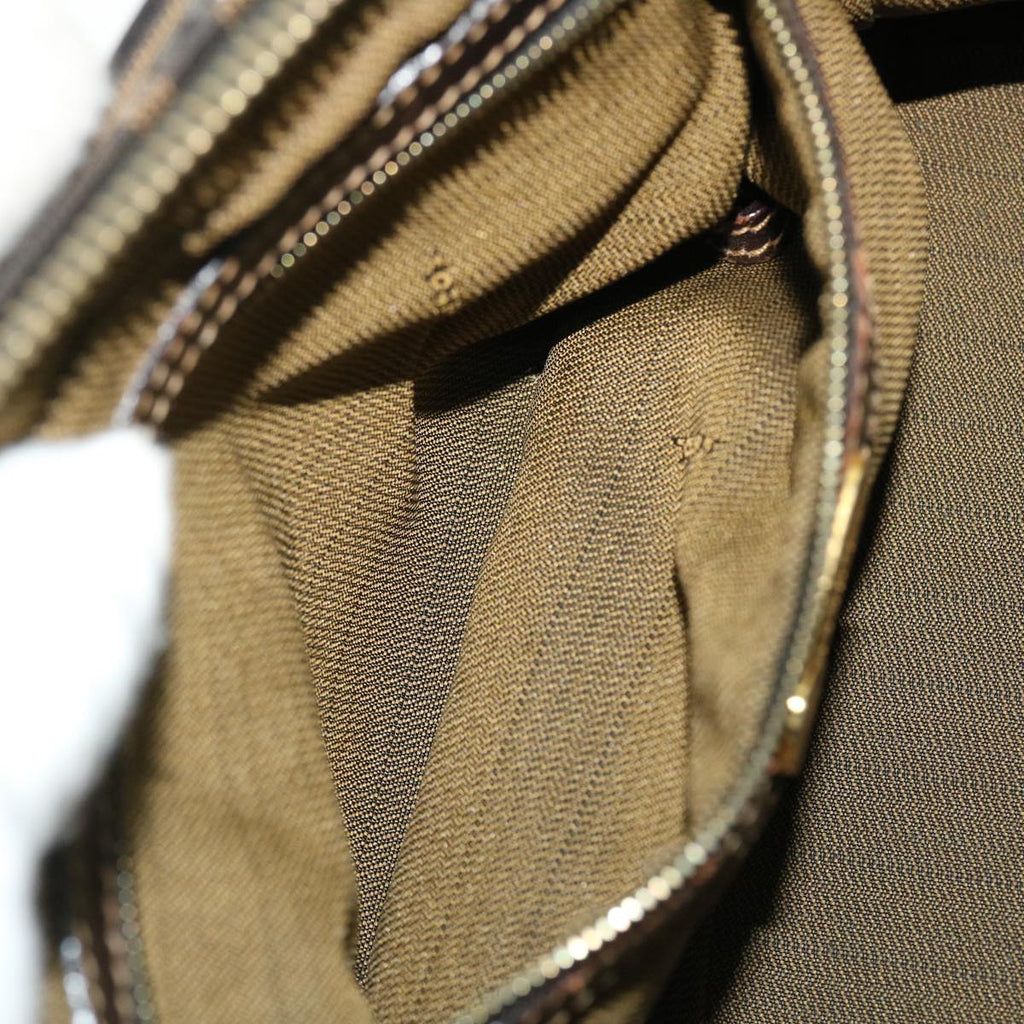 FENDI Zucca Canvas Shoulder Bag Nylon Leather Brown Black 50745