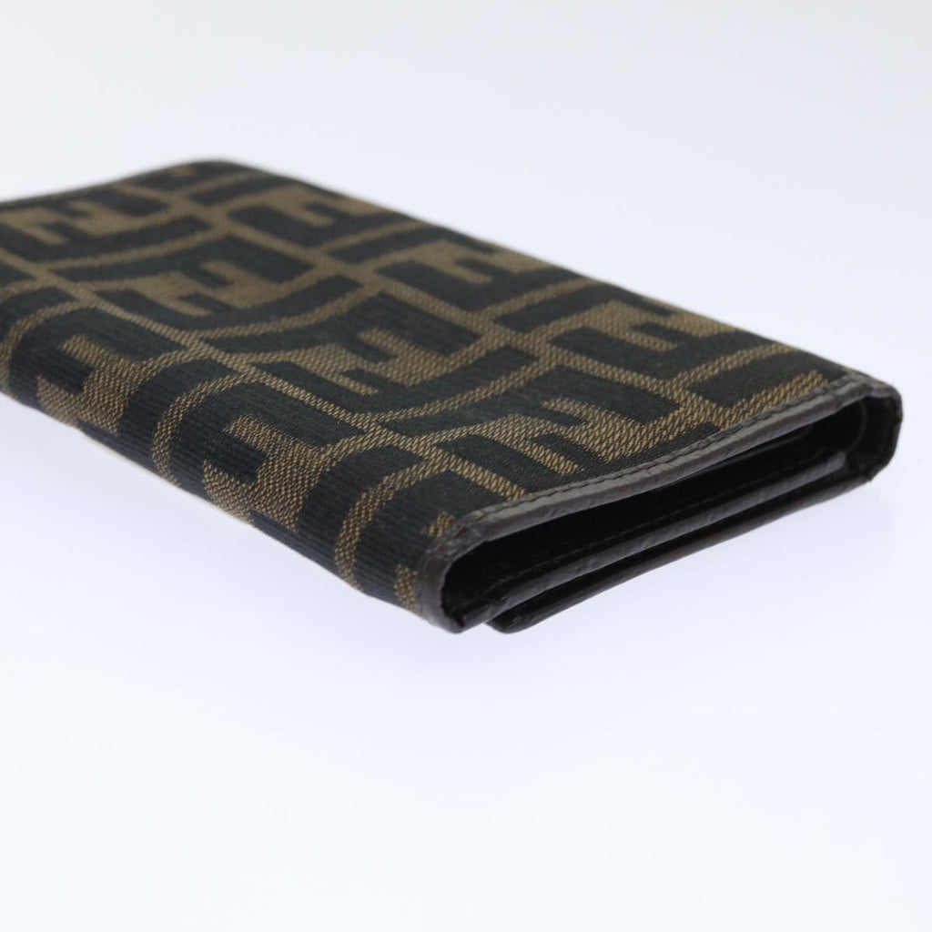 FENDI Zucca Canvas Wallet Black Brown 50751